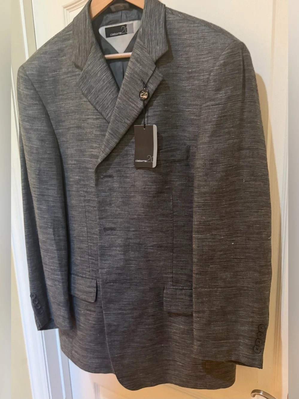 NWT Claiborne 20 linen blend Tailored dark Gray Blazer - Modern Casual size 43R
